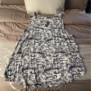 Sleeveless Blue and White Women's Top